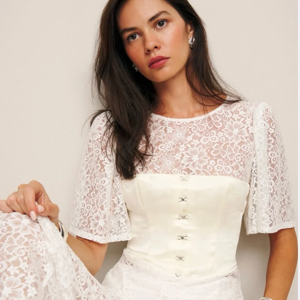 Reformation x New York City Ballet Jaclyn Cream Satin corset Top size 8 - Picture 2 of 7